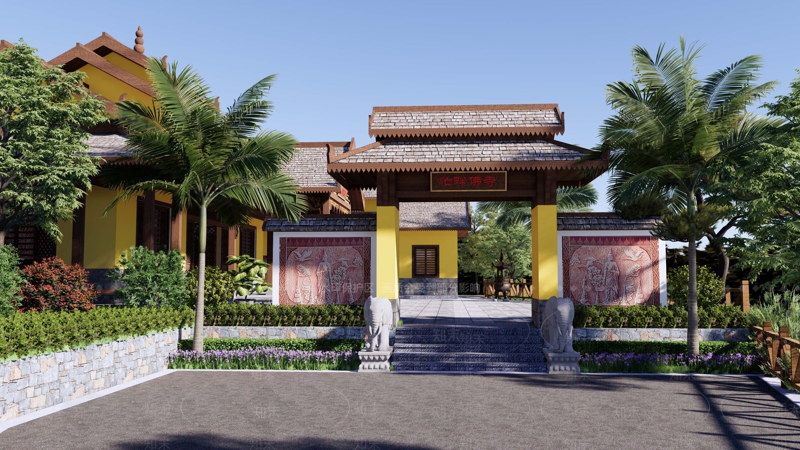 中式古建筑寺庙SU模型下载【ID:1139608660】_知末su模型网