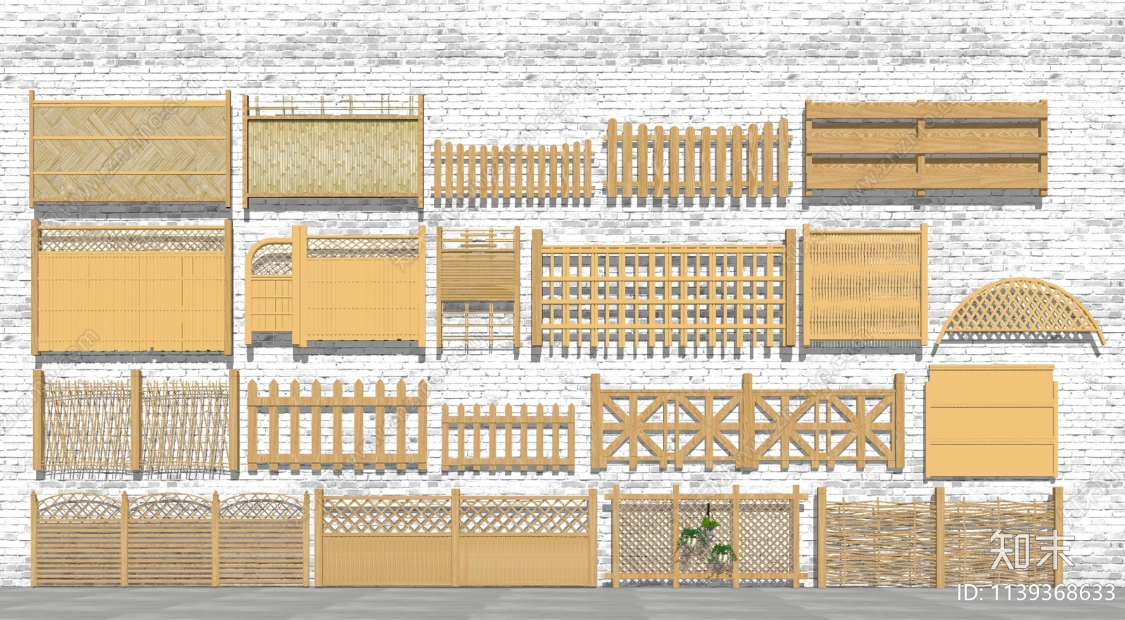 中式竹木篱笆栅栏SU模型下载【ID:1139368633】