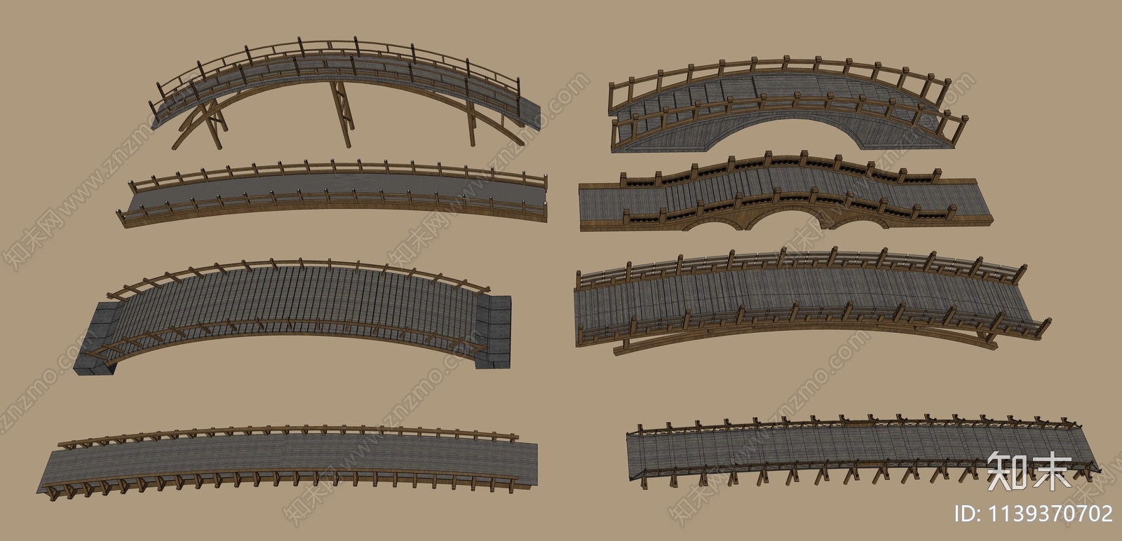新中式景观桥SU模型下载【ID:1139370702】
