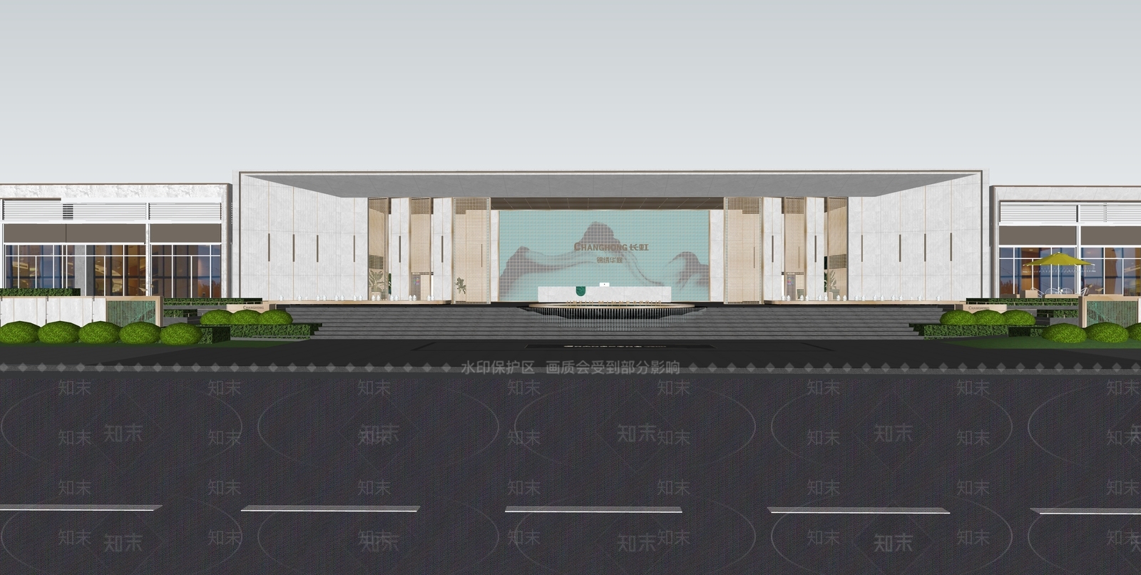 现代小区大门SU模型下载【ID:1139372615】