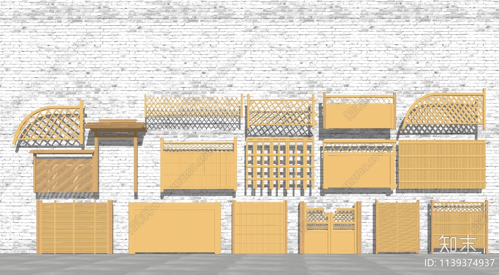 中式竹木篱笆栅栏SU模型下载【ID:1139374937】