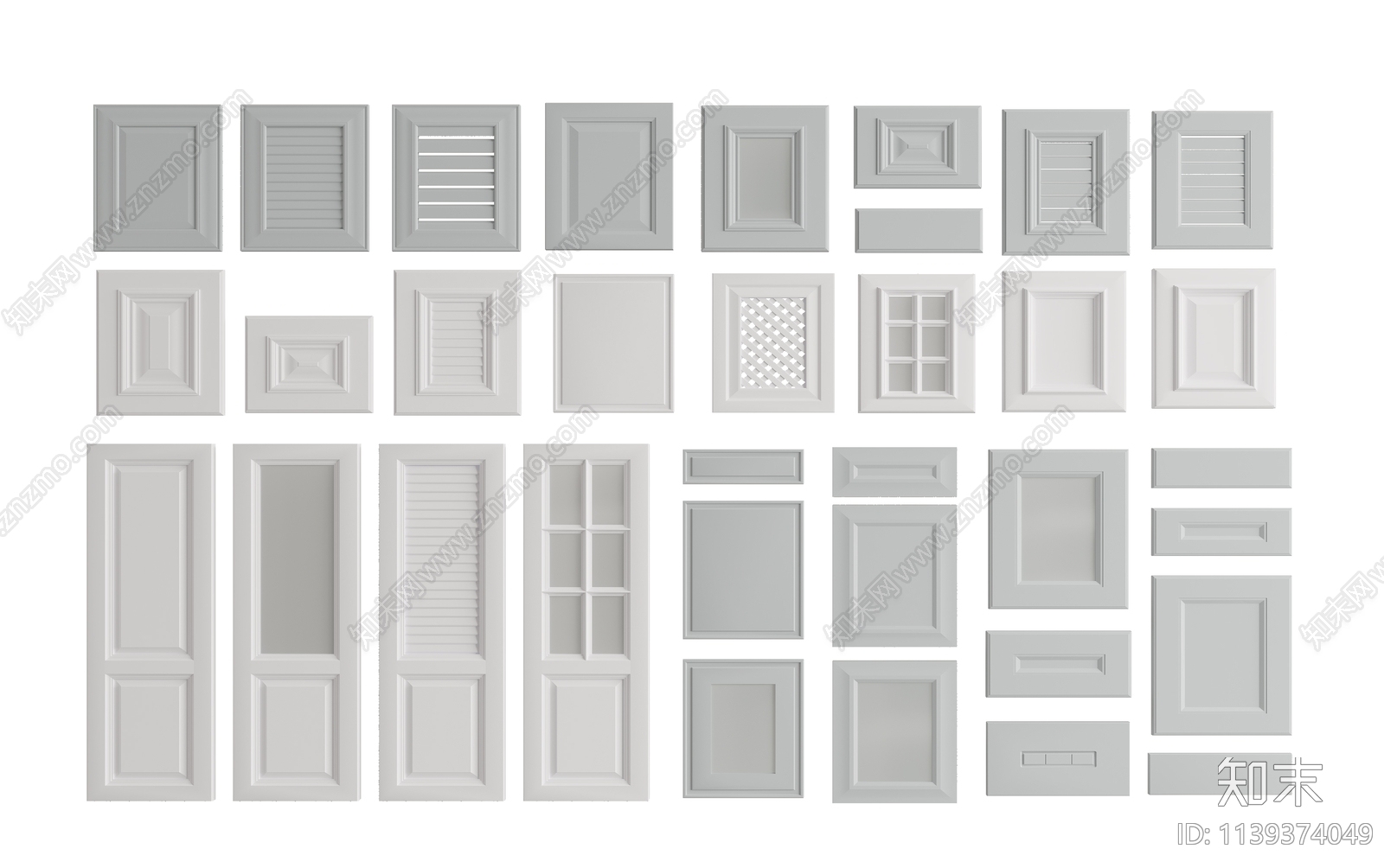 简欧橱柜门板组合3D模型下载【ID:1139374049】