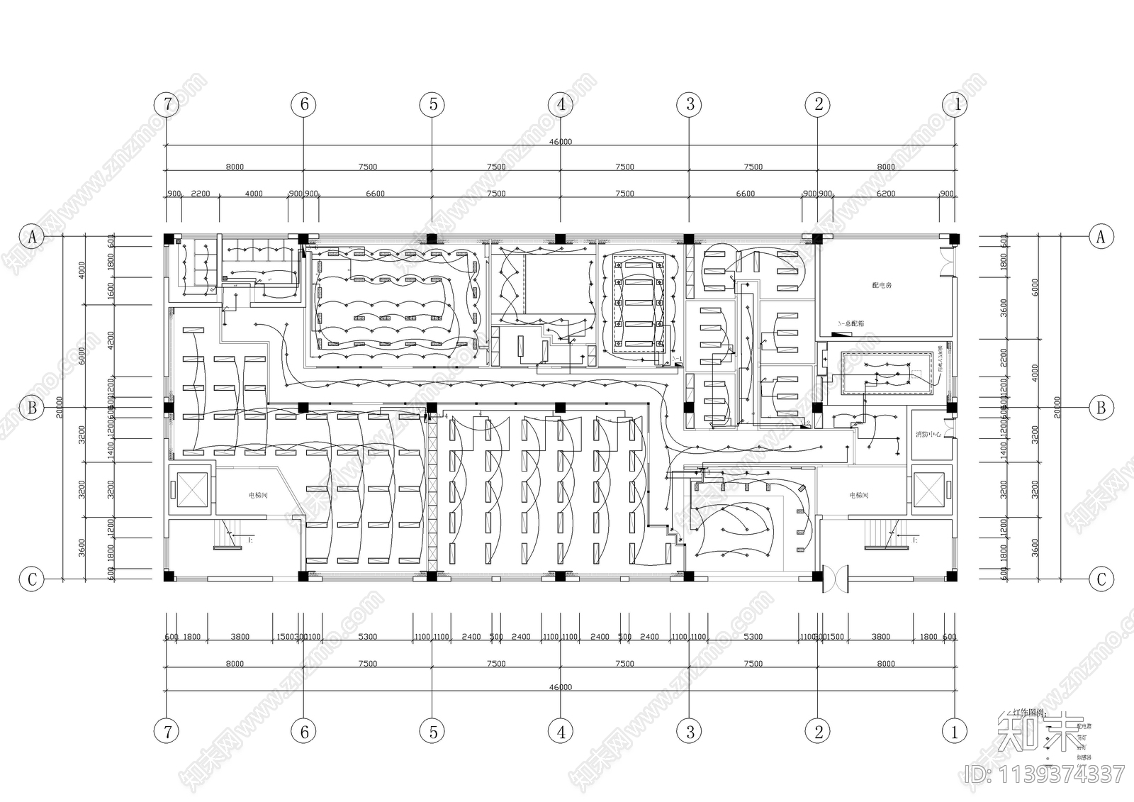 服饰公司办公室装修cad施工图下载【ID:1139374337】