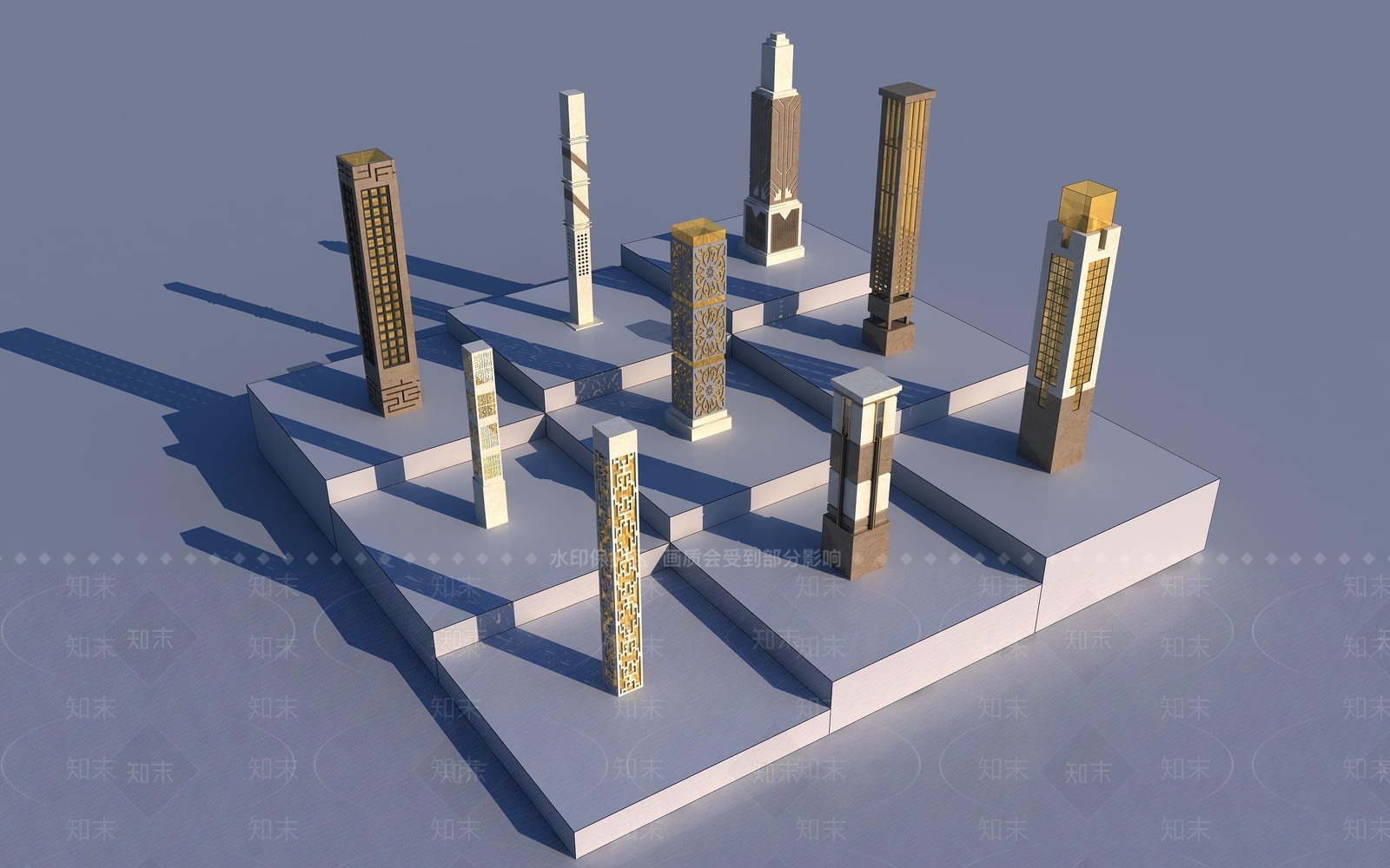 现代户外灯3D模型下载【ID:1139384035】