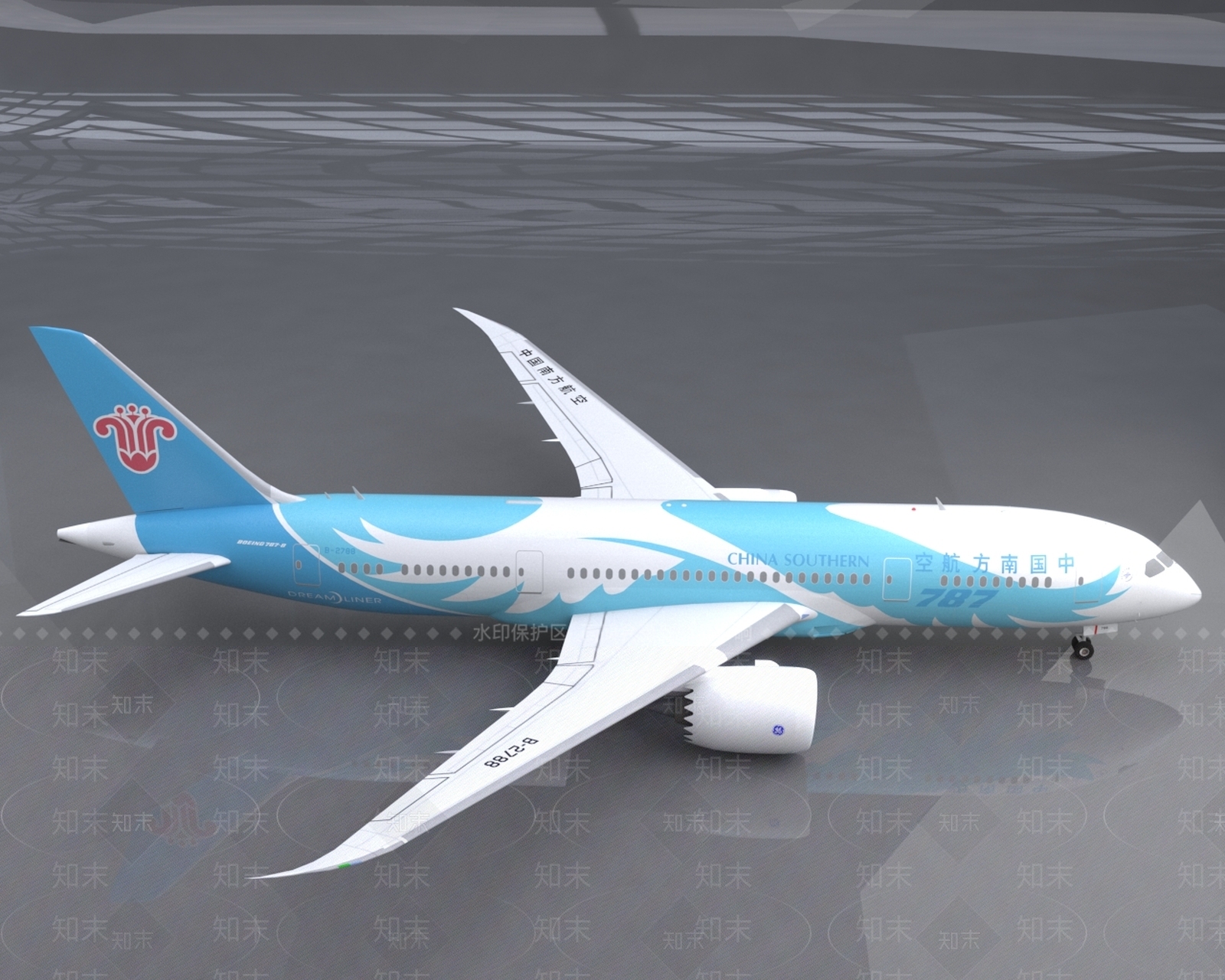 中国南方航空公司波音787客机飞机3D模型下载【ID:1139374779】