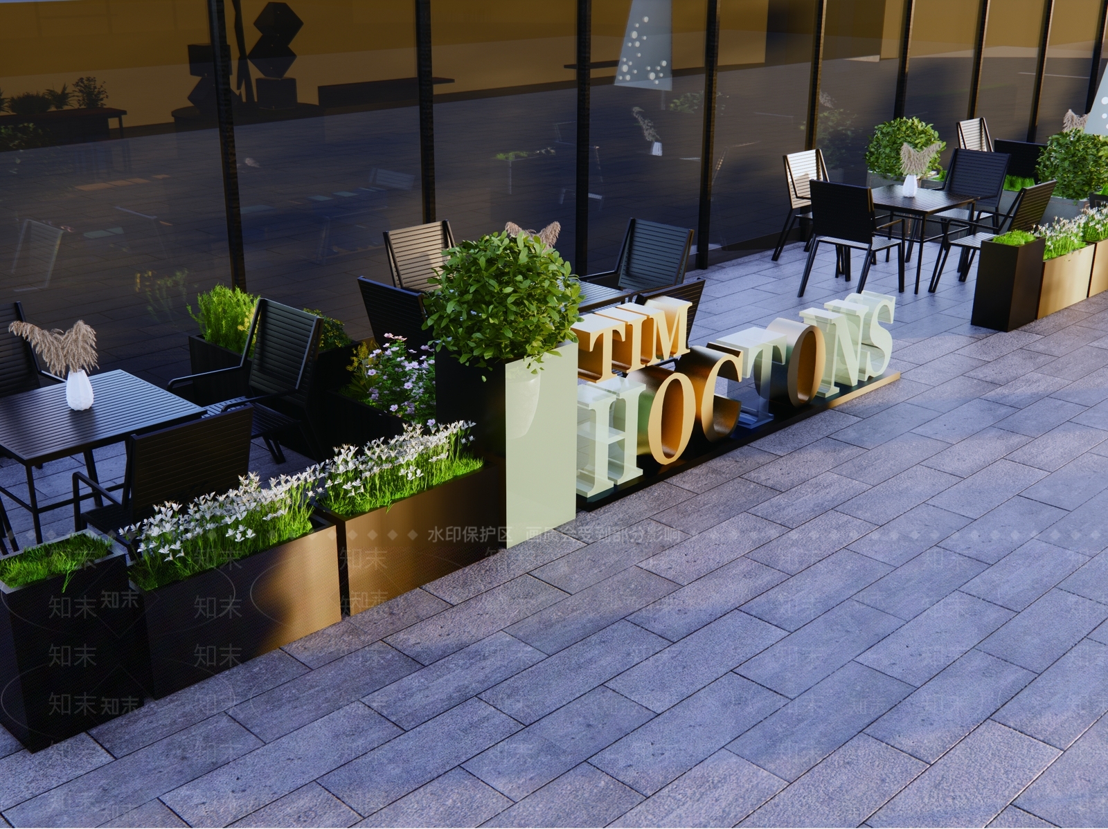 现代商业街外摆SU模型下载【ID:1139378309】