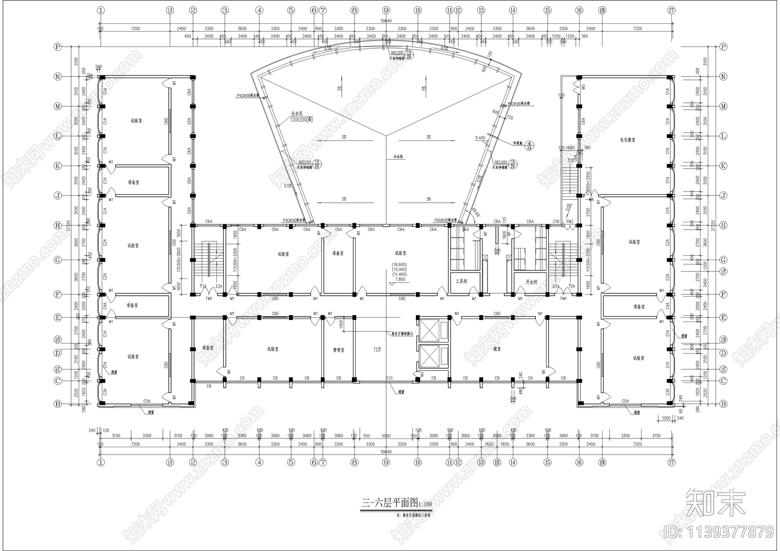 学校综合楼建筑cad施工图下载【ID:1139377879】