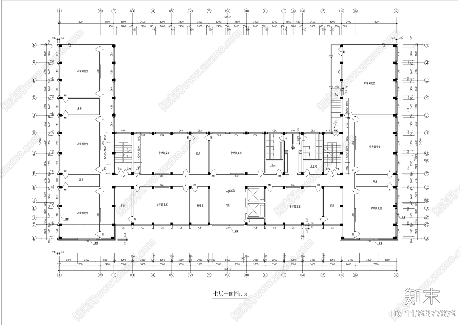 学校综合楼建筑cad施工图下载【ID:1139377879】