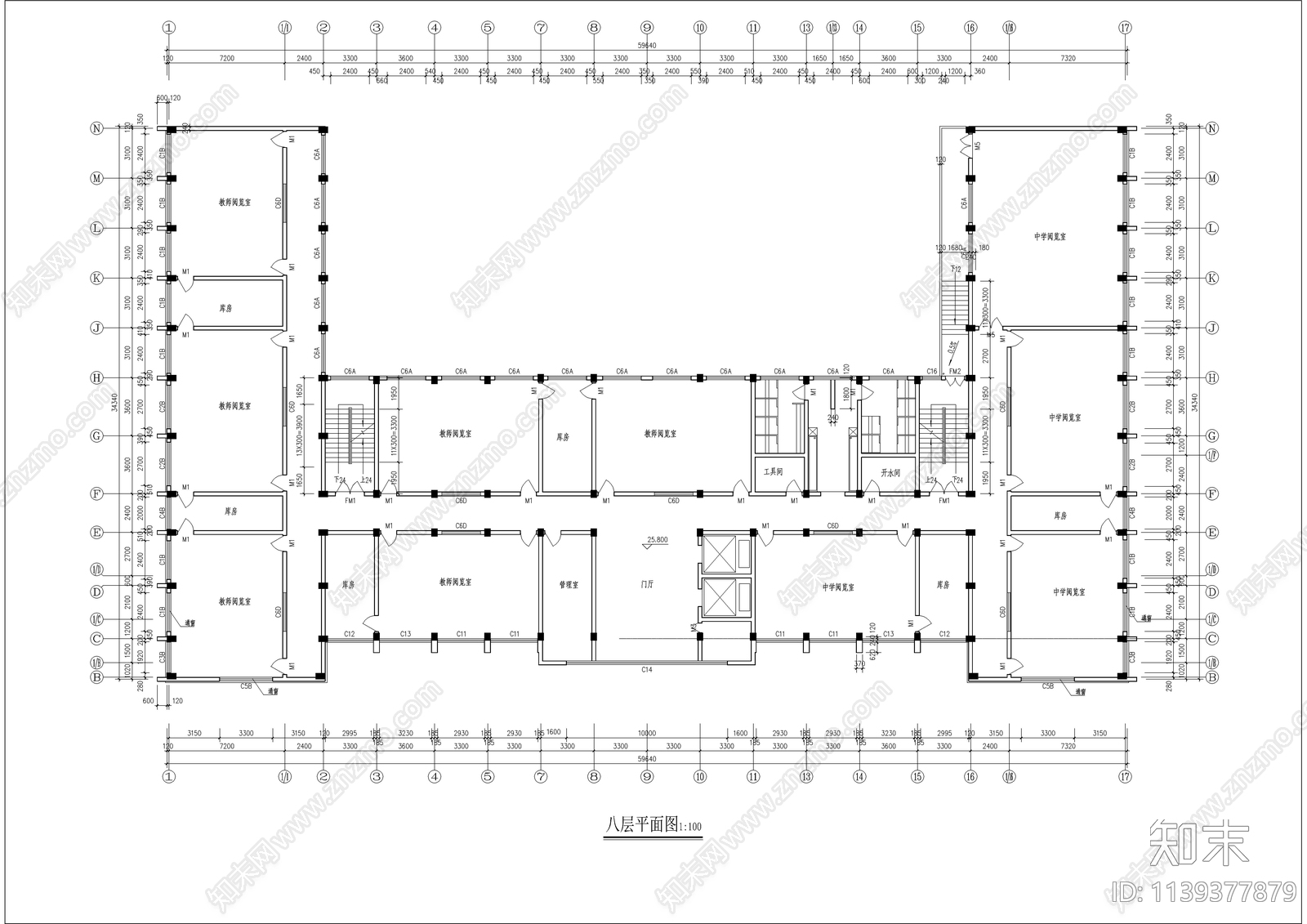 学校综合楼建筑cad施工图下载【ID:1139377879】