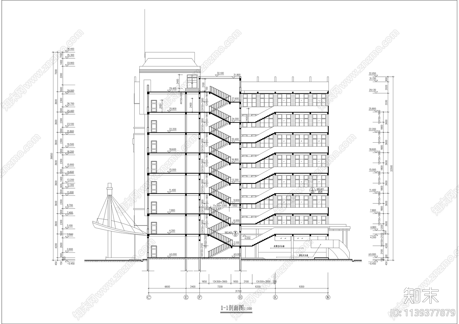 学校综合楼建筑cad施工图下载【ID:1139377879】