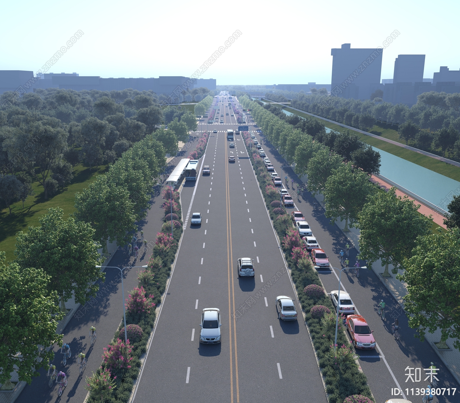 现代马路景观3D模型下载【ID:1139380717】