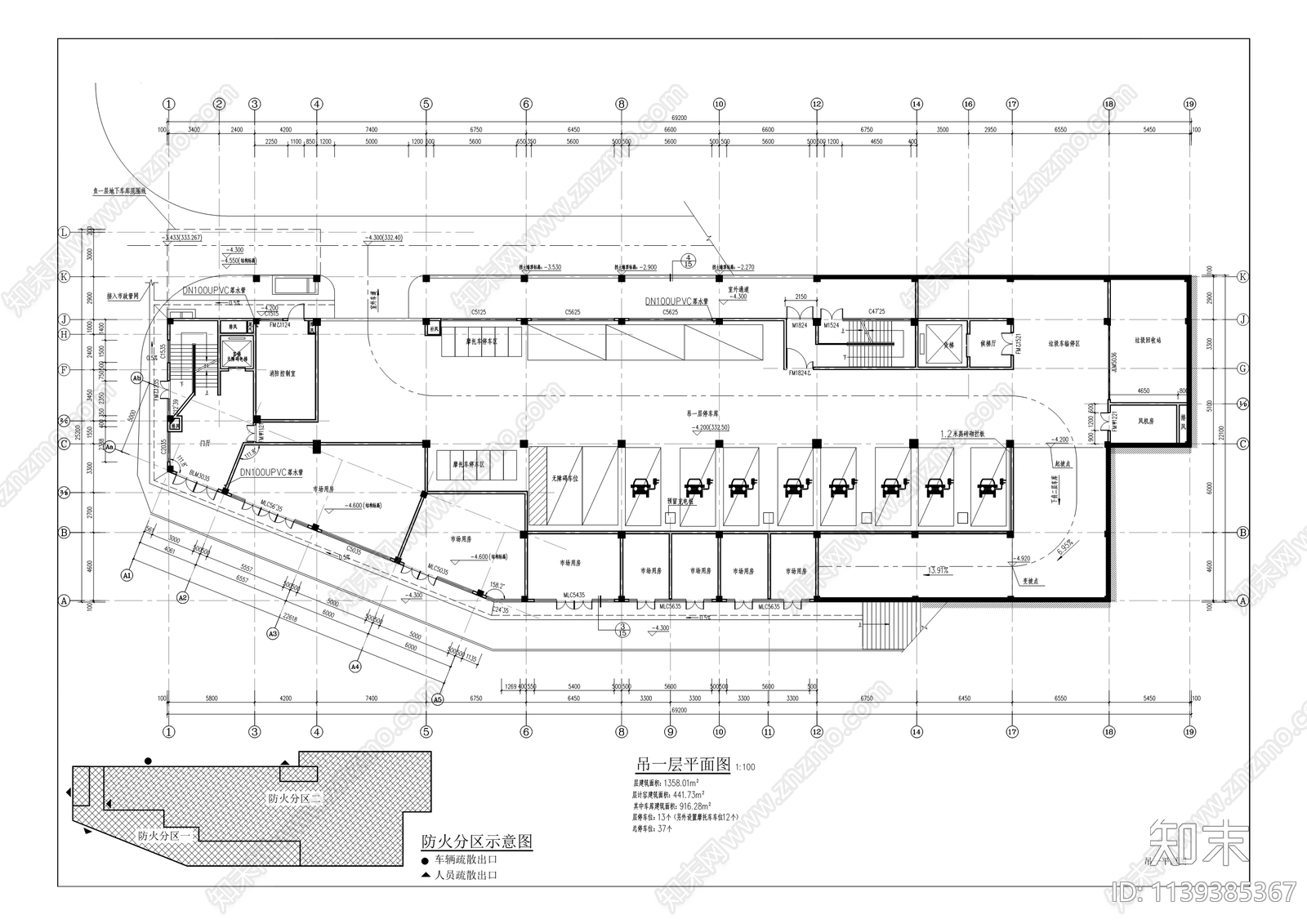 周家坝城镇移民安置区农贸市场建筑cad施工图下载【ID:1139385367】