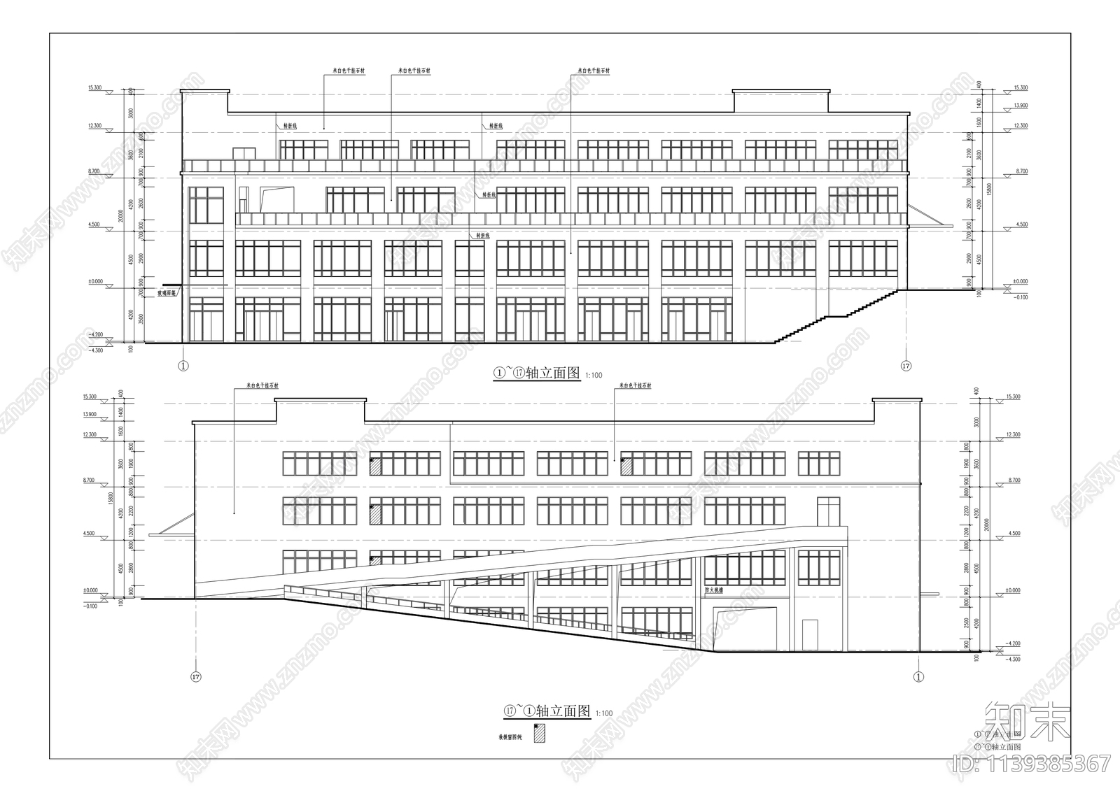 周家坝城镇移民安置区农贸市场建筑cad施工图下载【ID:1139385367】