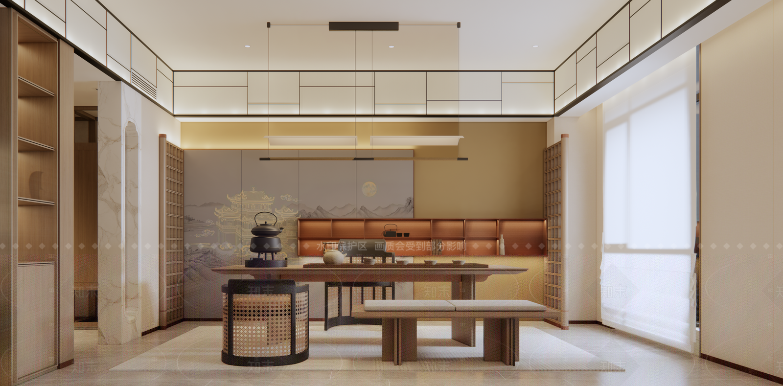 新中式棋牌室SU模型下载【ID:1215955425】
