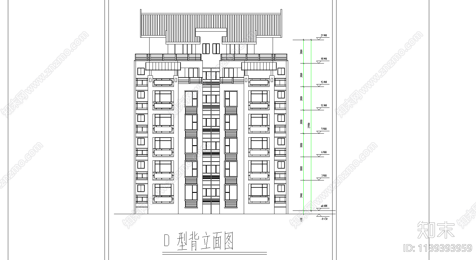 住宅区建筑cad施工图下载【ID:1139393959】