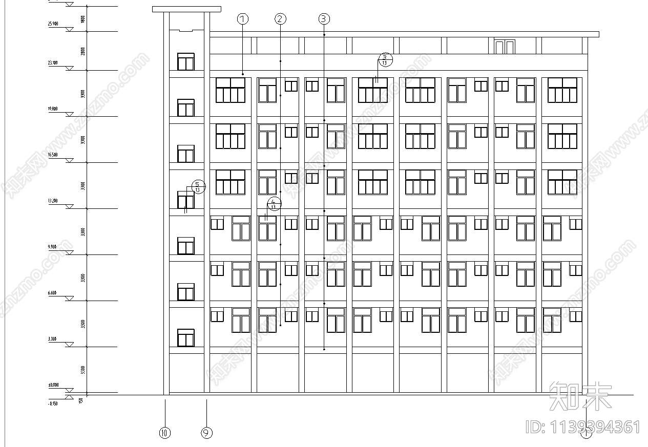 教师宿舍楼建筑cad施工图下载【ID:1139394361】