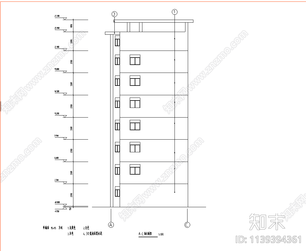 教师宿舍楼建筑cad施工图下载【ID:1139394361】