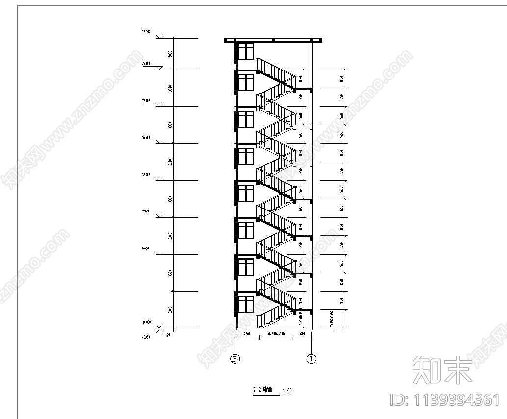 教师宿舍楼建筑cad施工图下载【ID:1139394361】