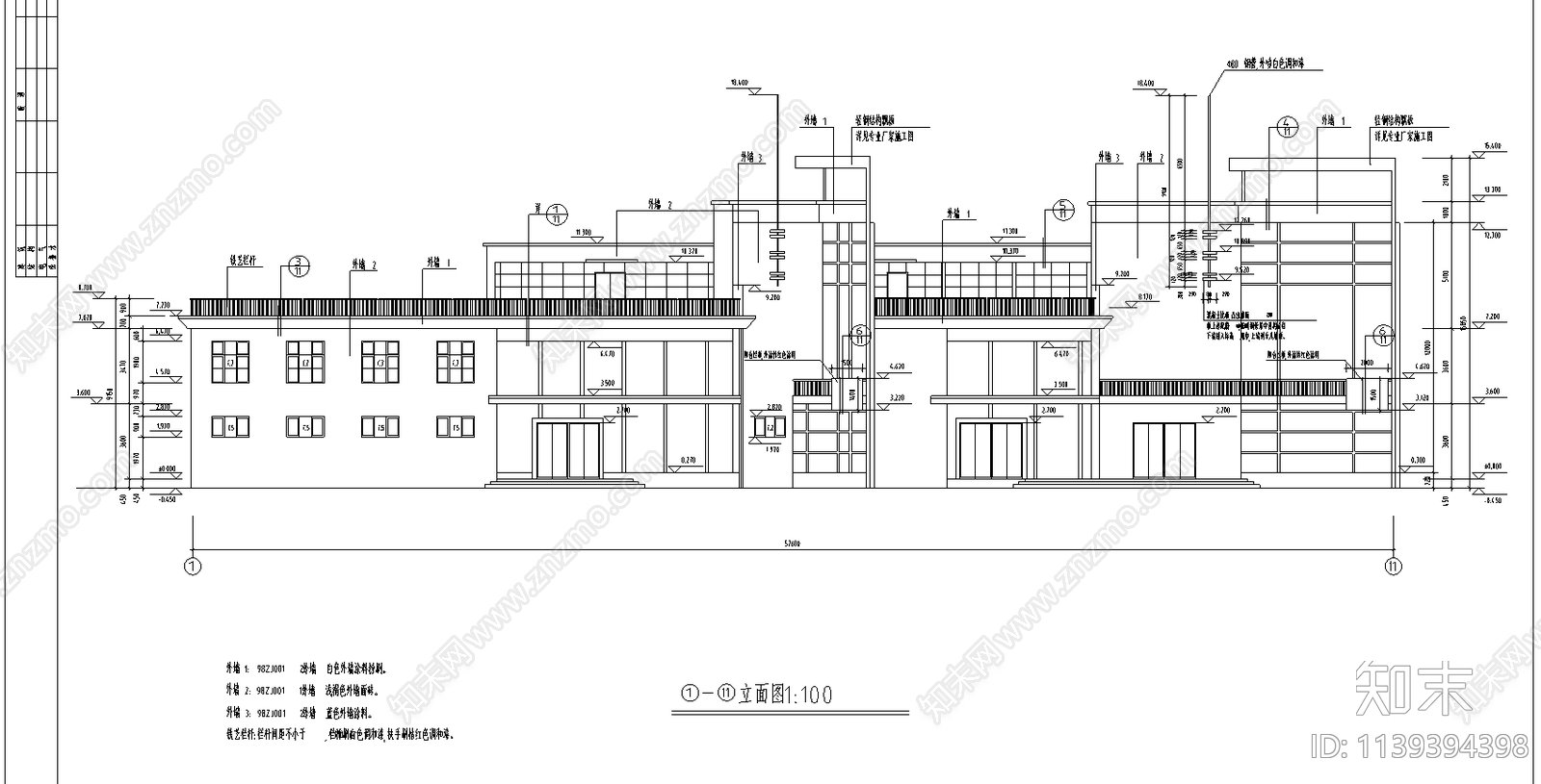 小区会所建筑cad施工图下载【ID:1139394398】