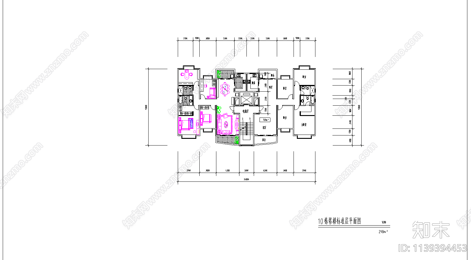 高层小区建筑cad施工图下载【ID:1139394453】