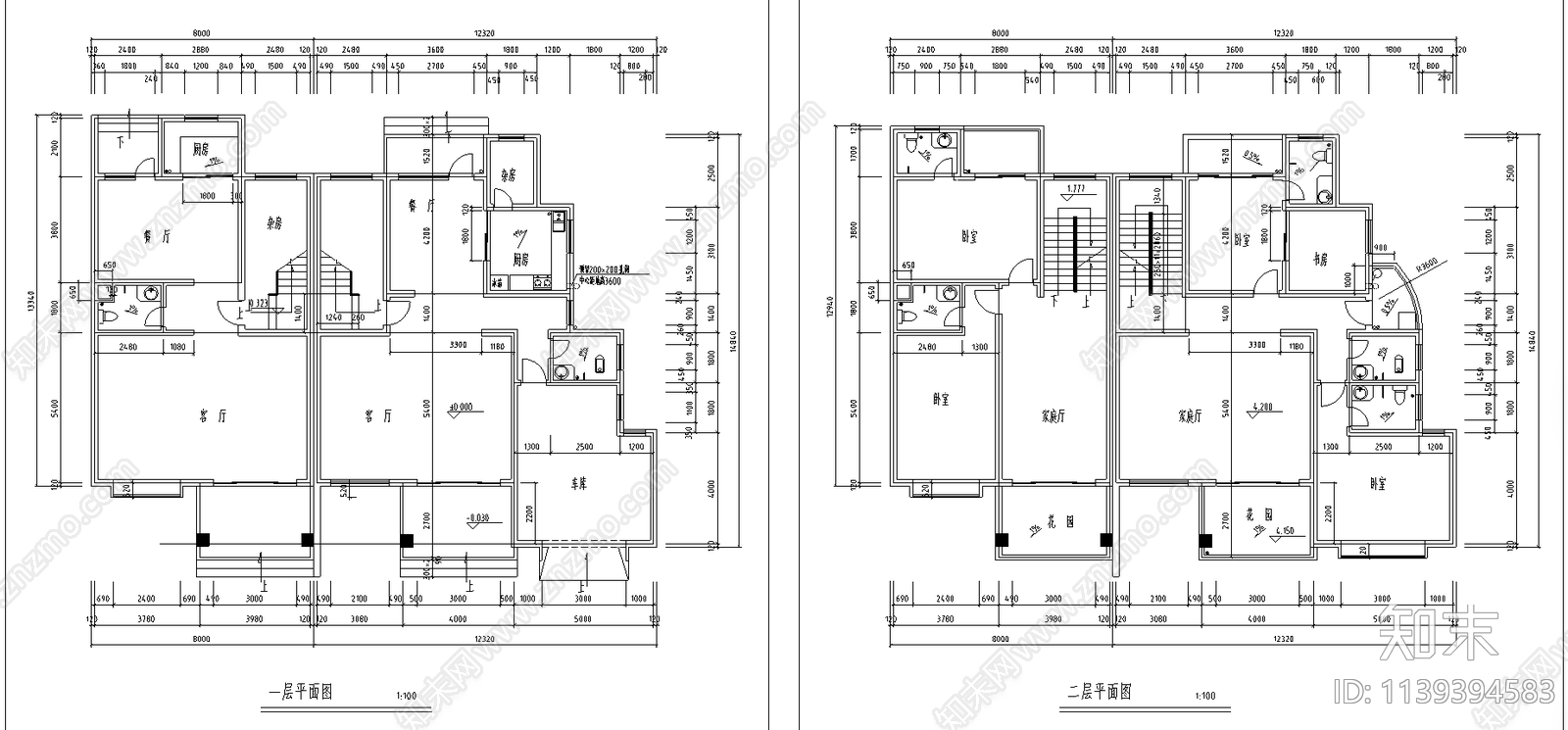 住宅建筑cad施工图下载【ID:1139394583】