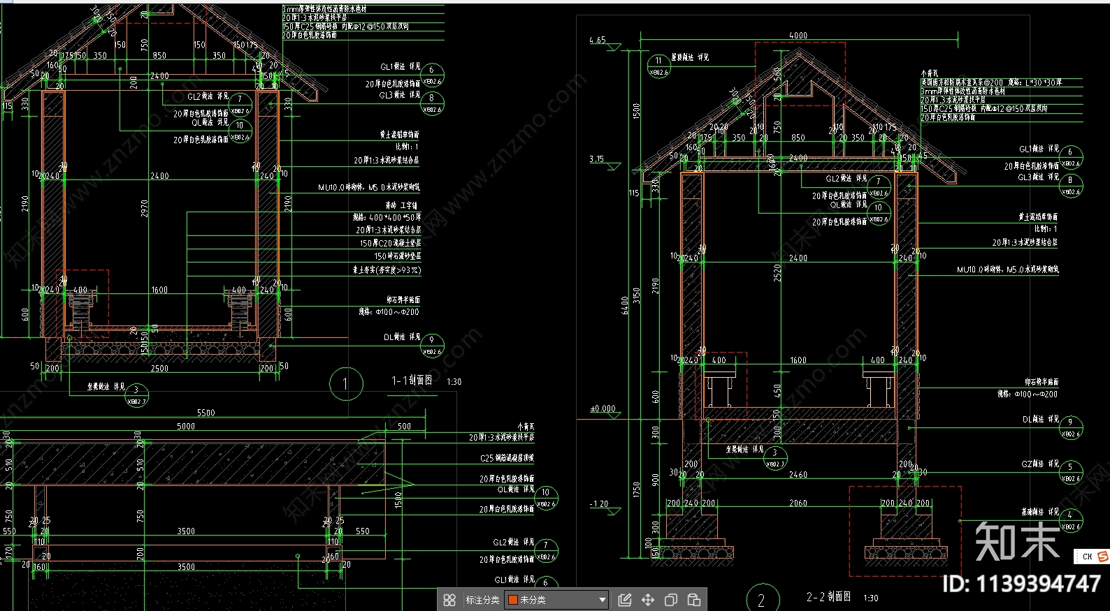 古建观景亭子cad施工图下载【ID:1139394747】