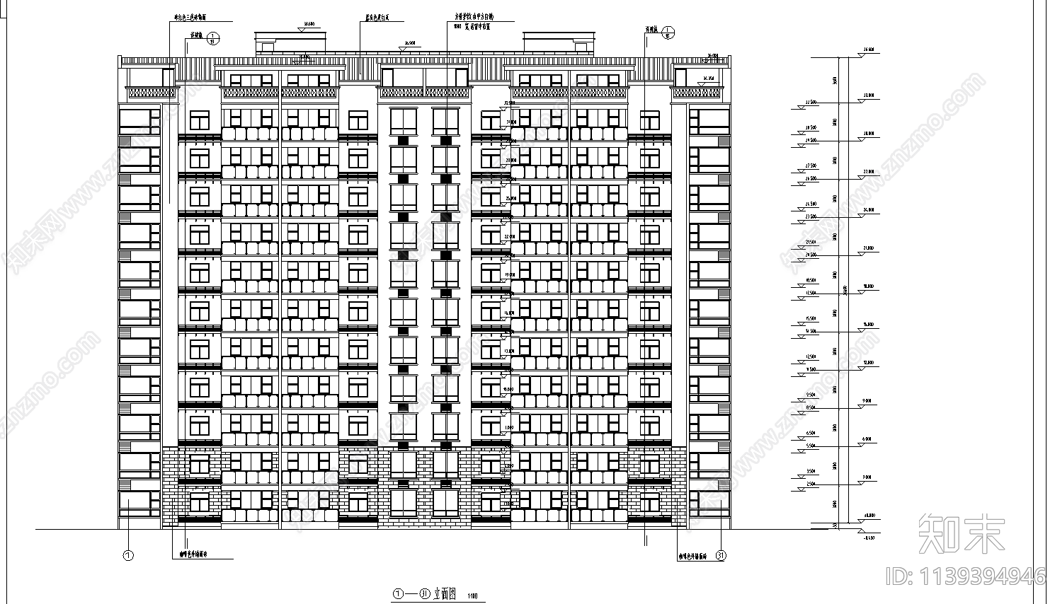 住宅区建筑cad施工图下载【ID:1139394946】