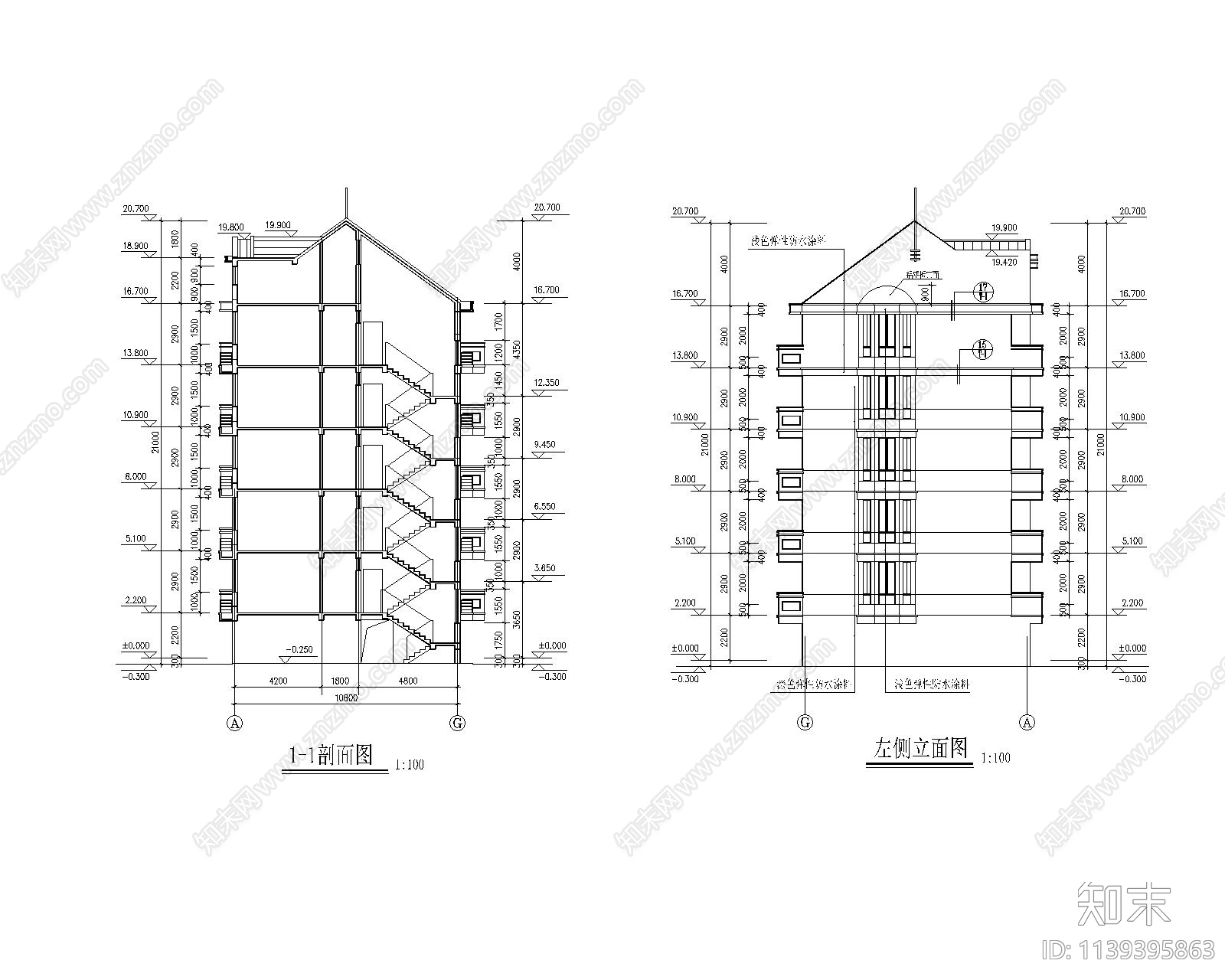 临街商住楼建筑cad施工图下载【ID:1139395863】