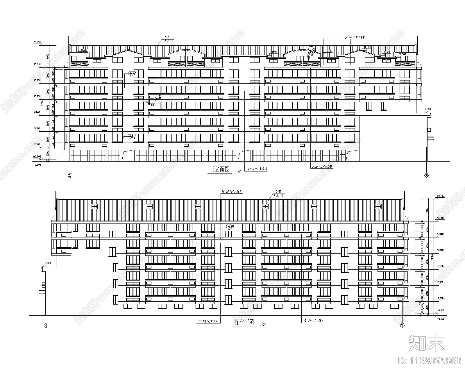 临街商住楼建筑cad施工图下载【ID:1139395863】