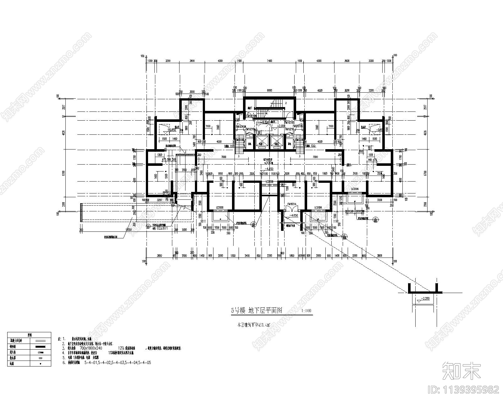 高层住宅楼建筑cad施工图下载【ID:1139395982】