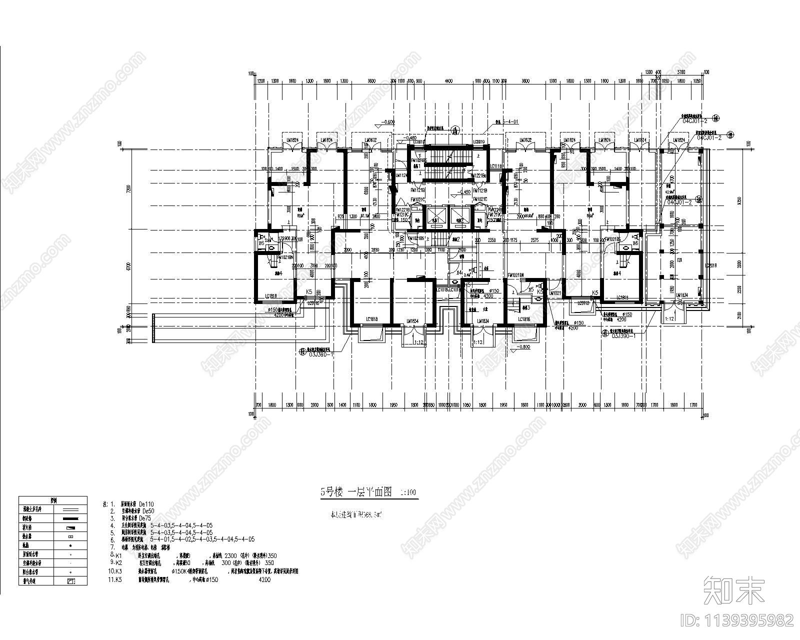 高层住宅楼建筑cad施工图下载【ID:1139395982】