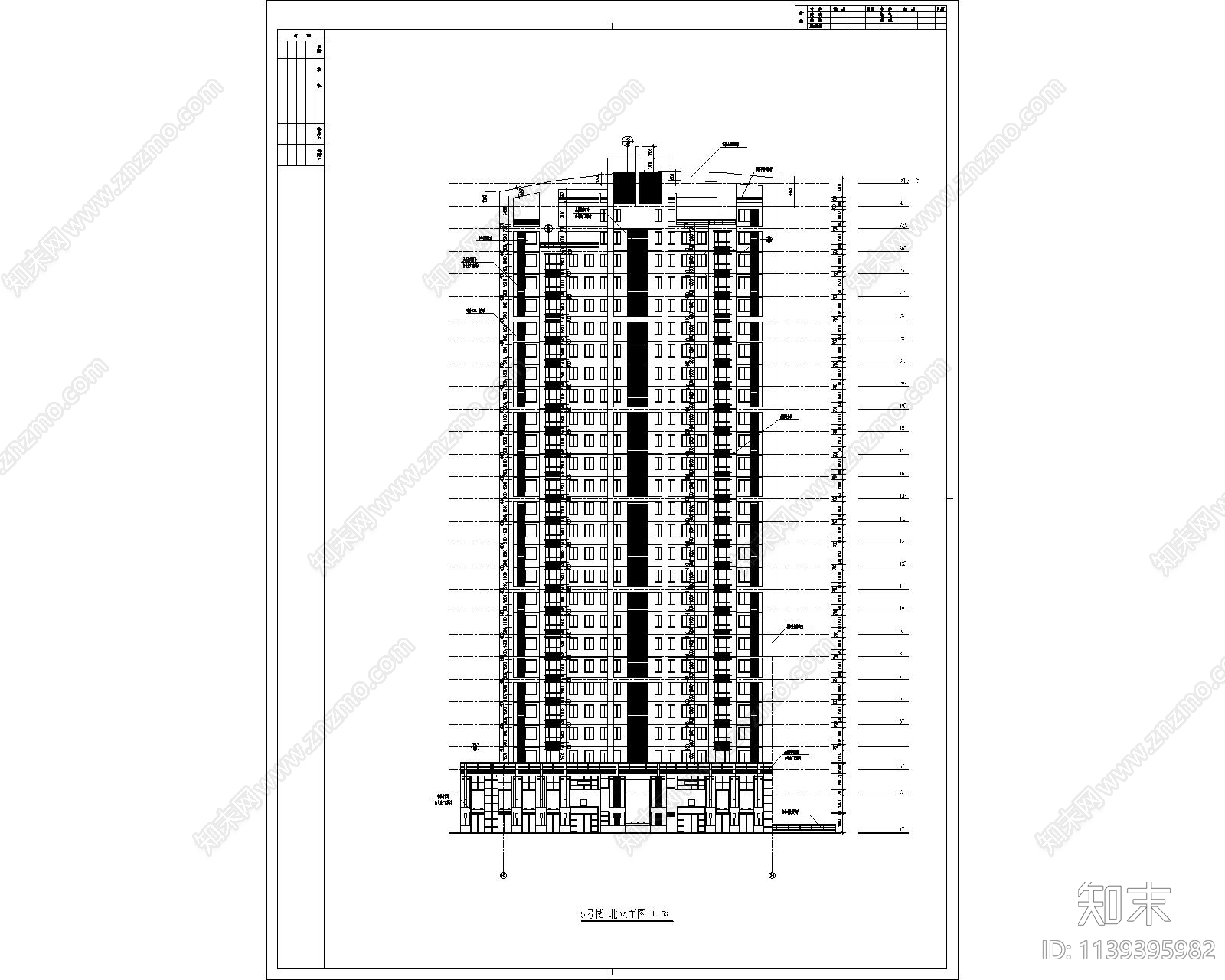 高层住宅楼建筑cad施工图下载【ID:1139395982】