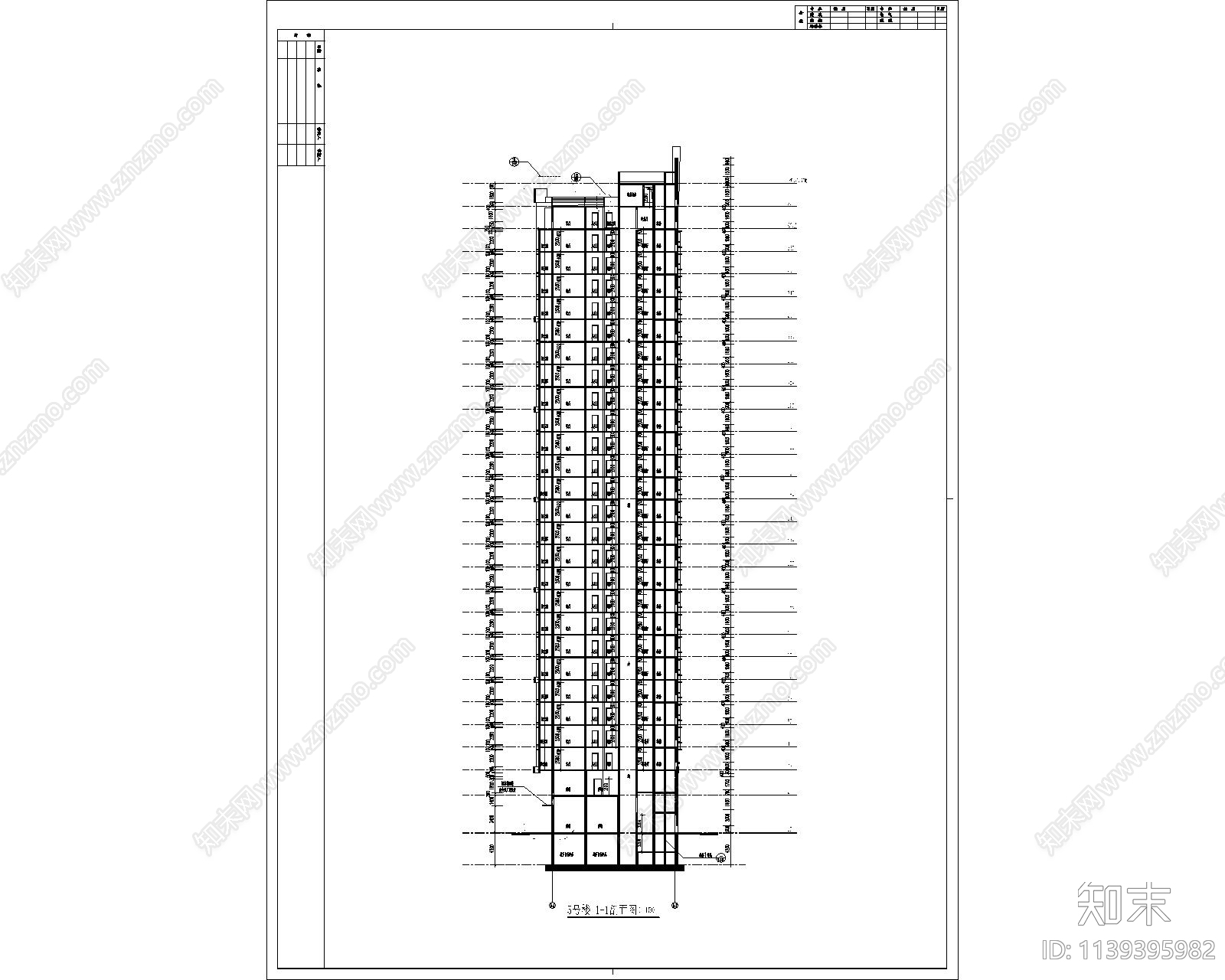 高层住宅楼建筑cad施工图下载【ID:1139395982】