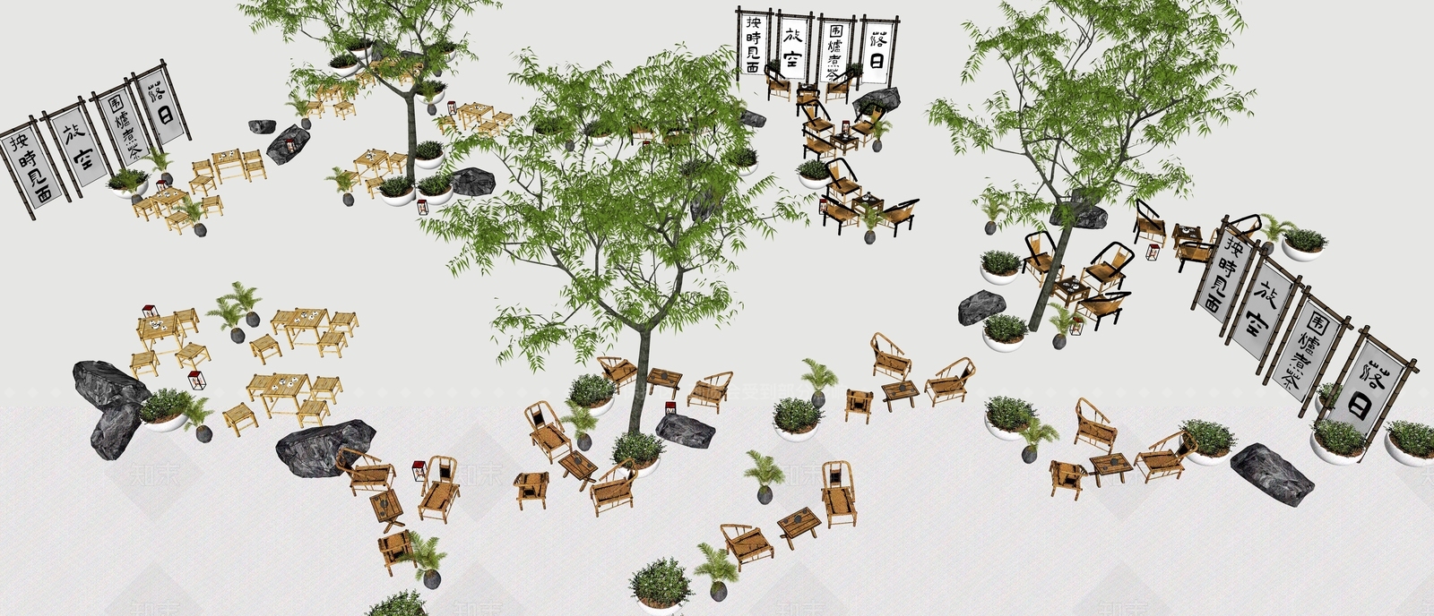 现代休闲外摆SU模型下载【ID:1139397765】