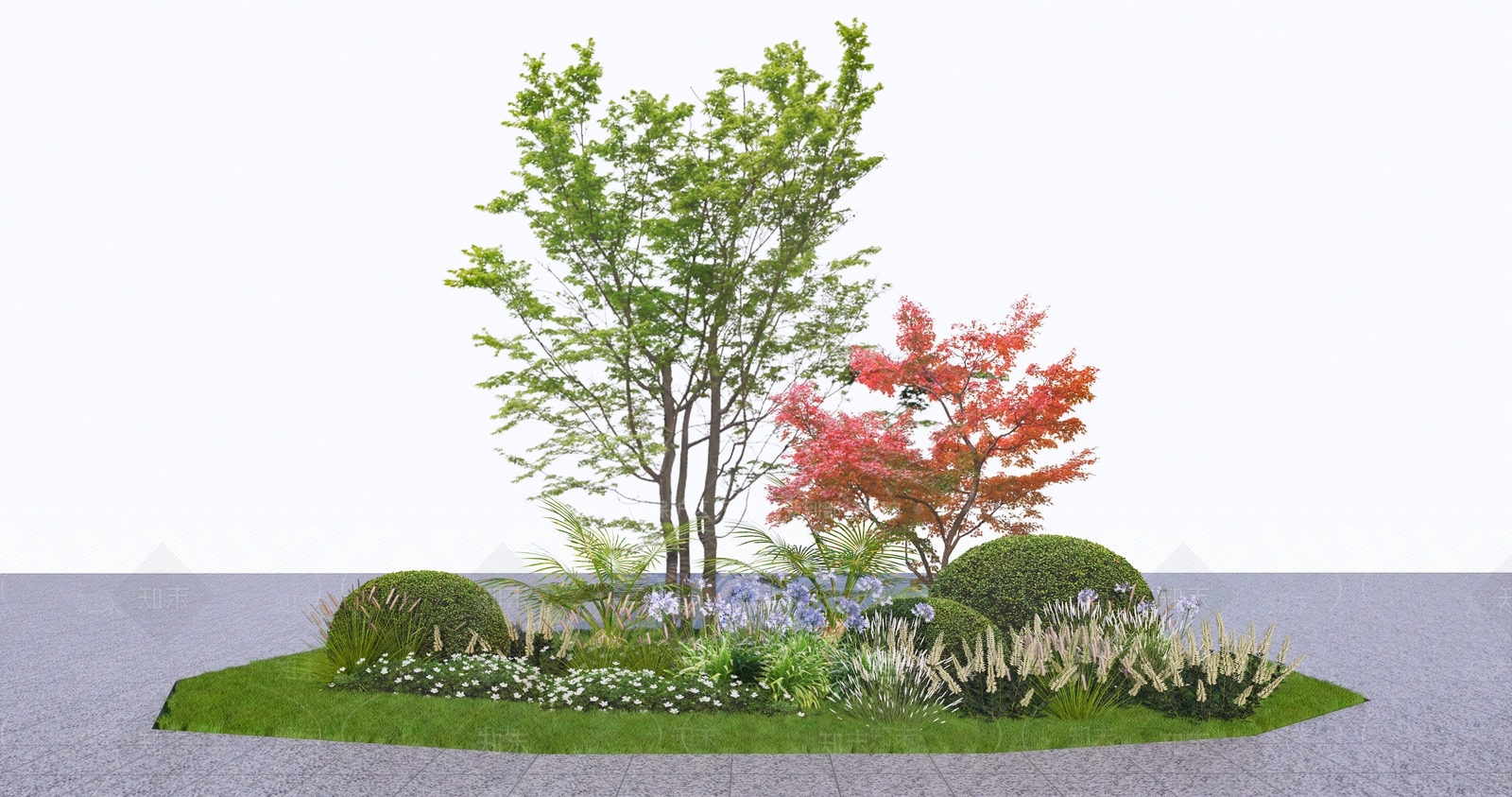 现代植物组合SU模型精品下载_SketchUp模型_知末网