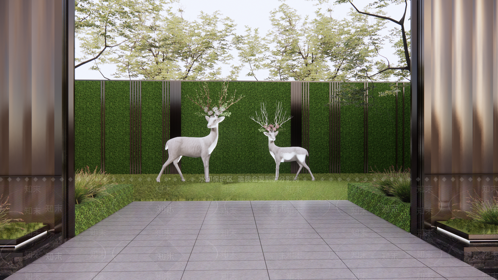 现代梅花鹿雕塑组合SU模型下载【ID:1139401670】