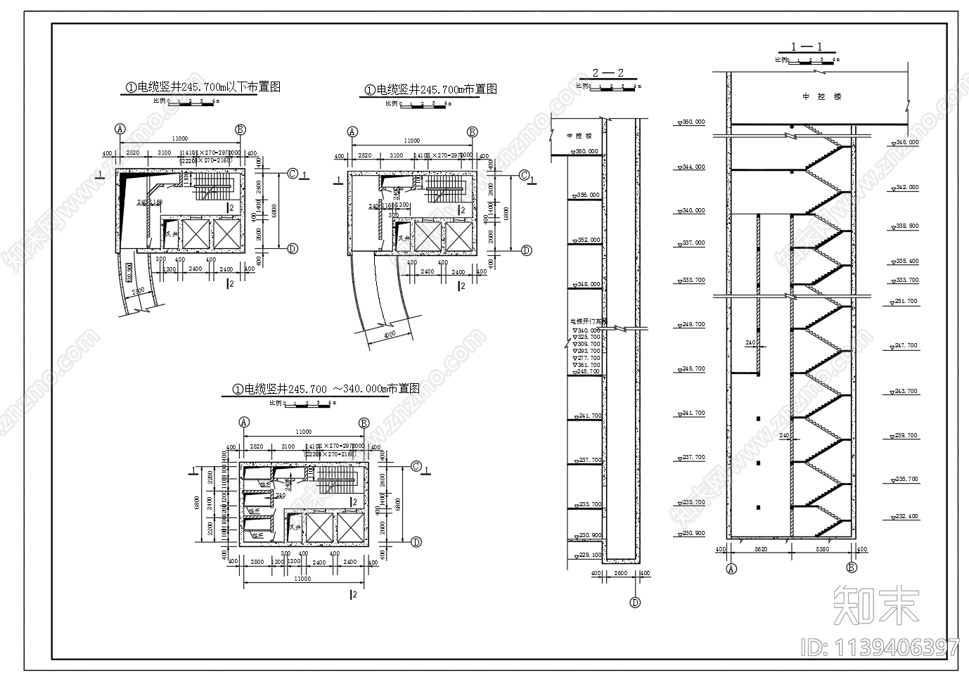 电缆竖井平洞口布置图cad施工图下载【ID:1139406397】