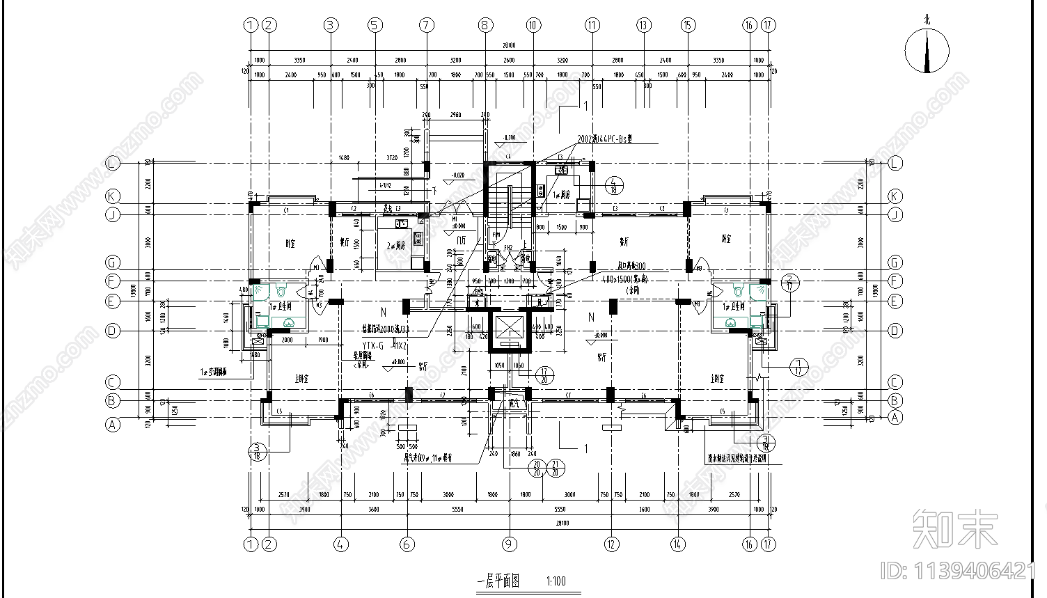 别墅建筑cad施工图下载【ID:1139406421】