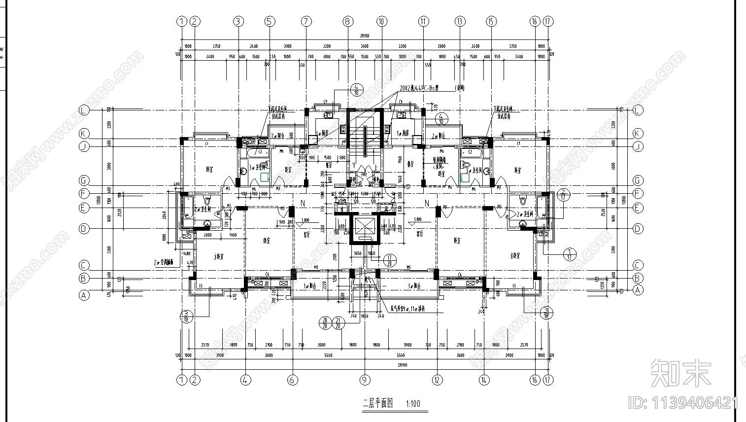 别墅建筑cad施工图下载【ID:1139406421】