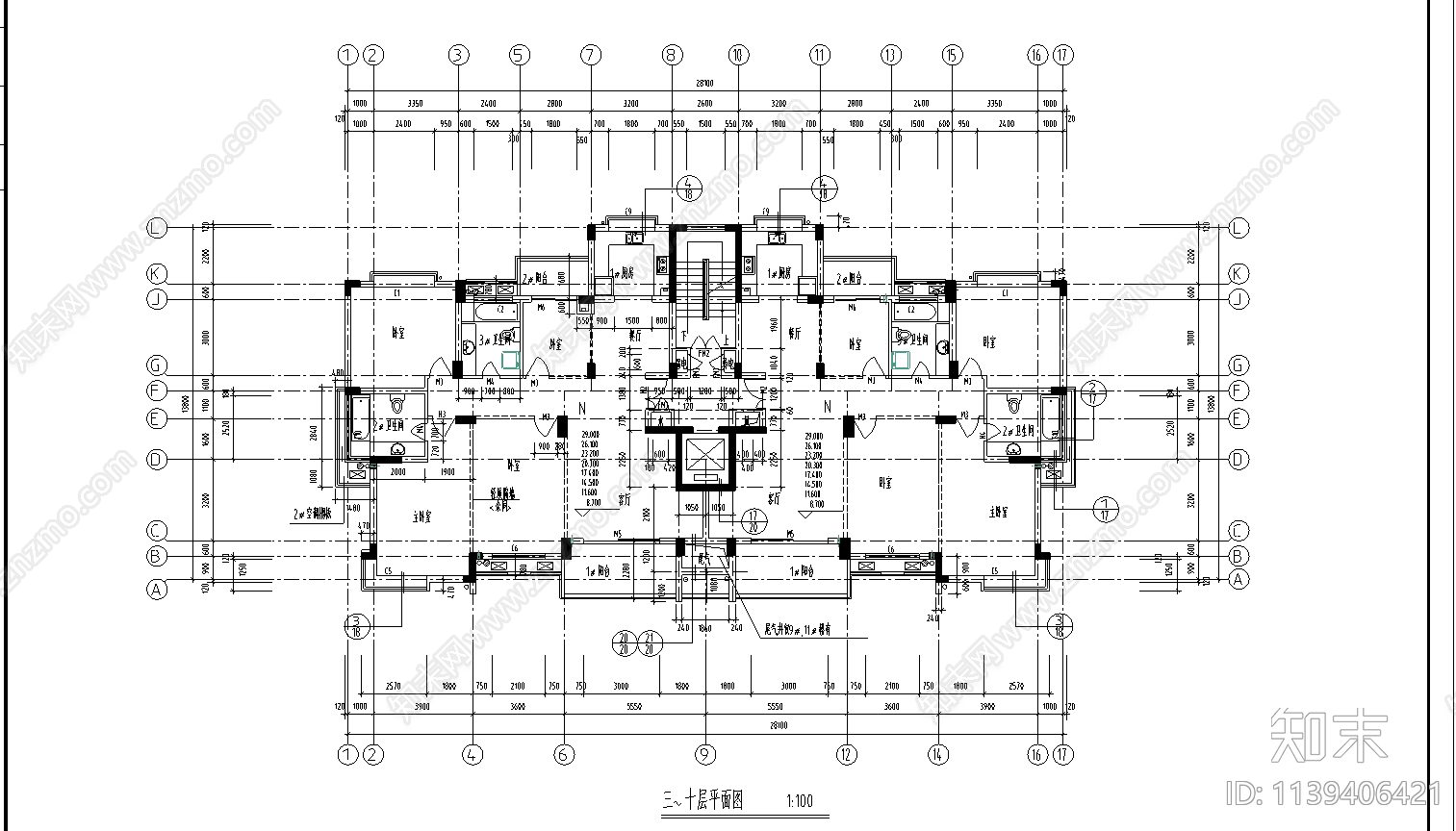 别墅建筑cad施工图下载【ID:1139406421】