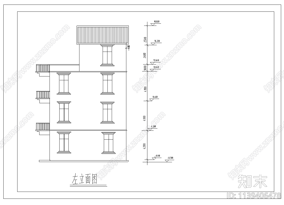 三层住宅建筑cad施工图下载【ID:1139406478】