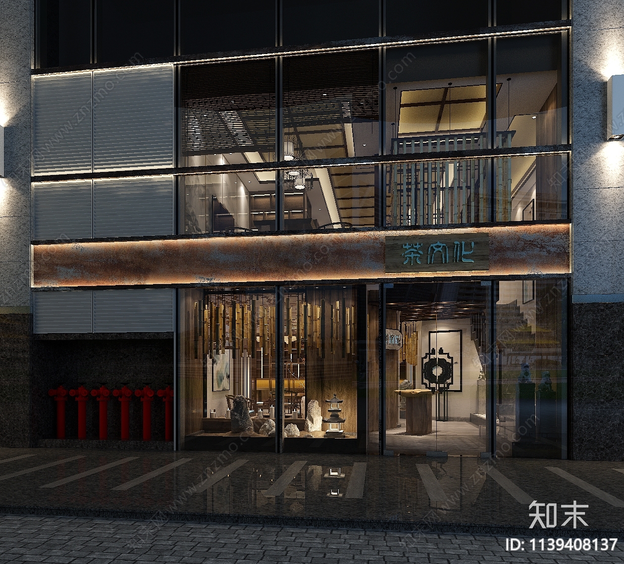 深南大道茶馆装修效果图cad施工图下载【ID:1139408137】
