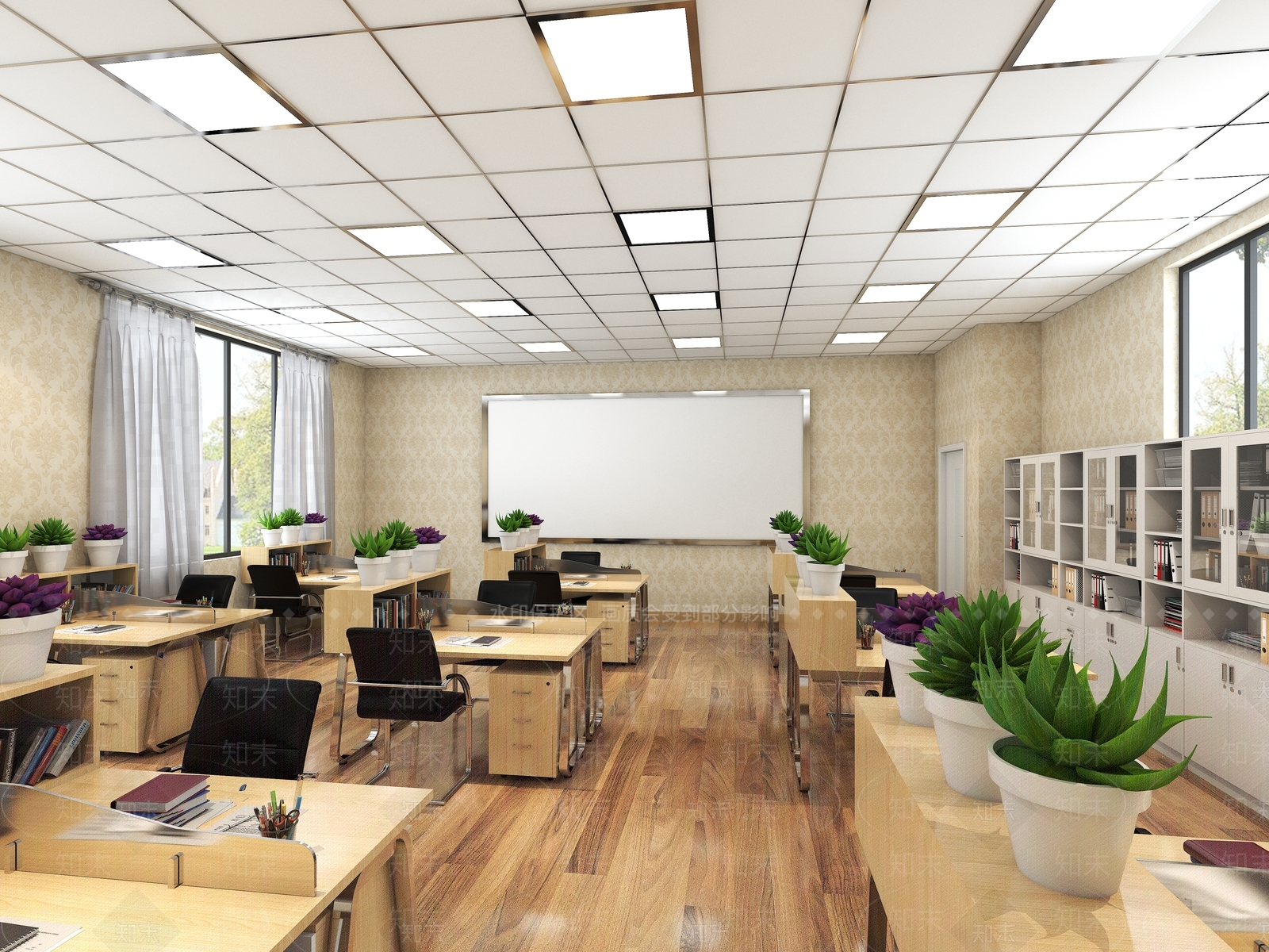 现代学校公共办公室3D模型下载【ID:1139410721】