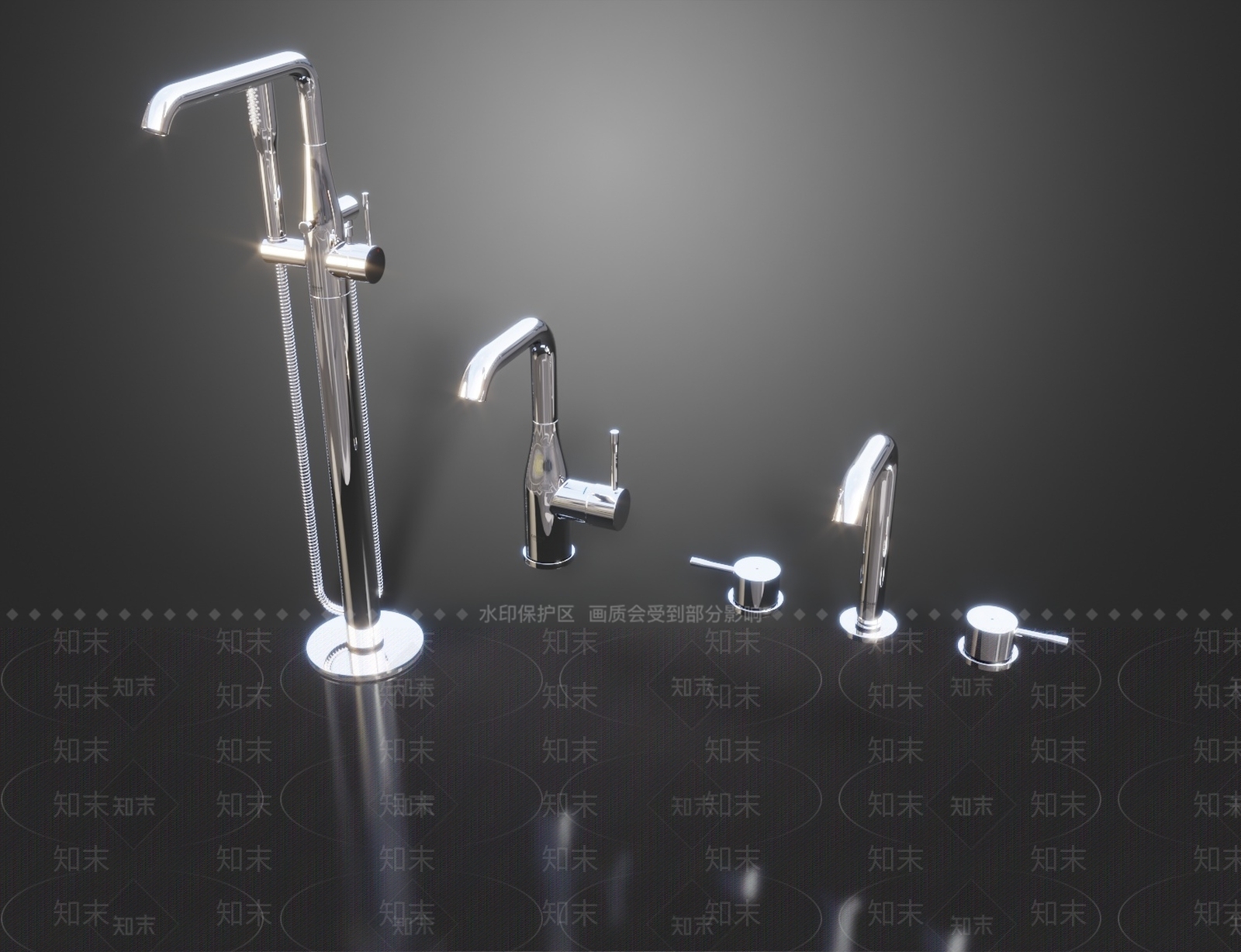 不锈钢淋浴花洒3D模型下载【ID:1139534964】