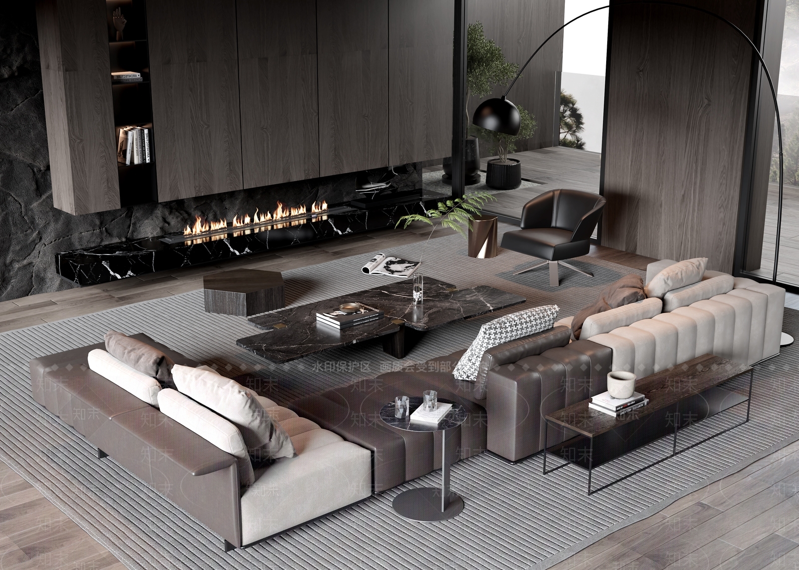 Minotti现代沙发茶几组合SU模型下载【ID:1139413896】