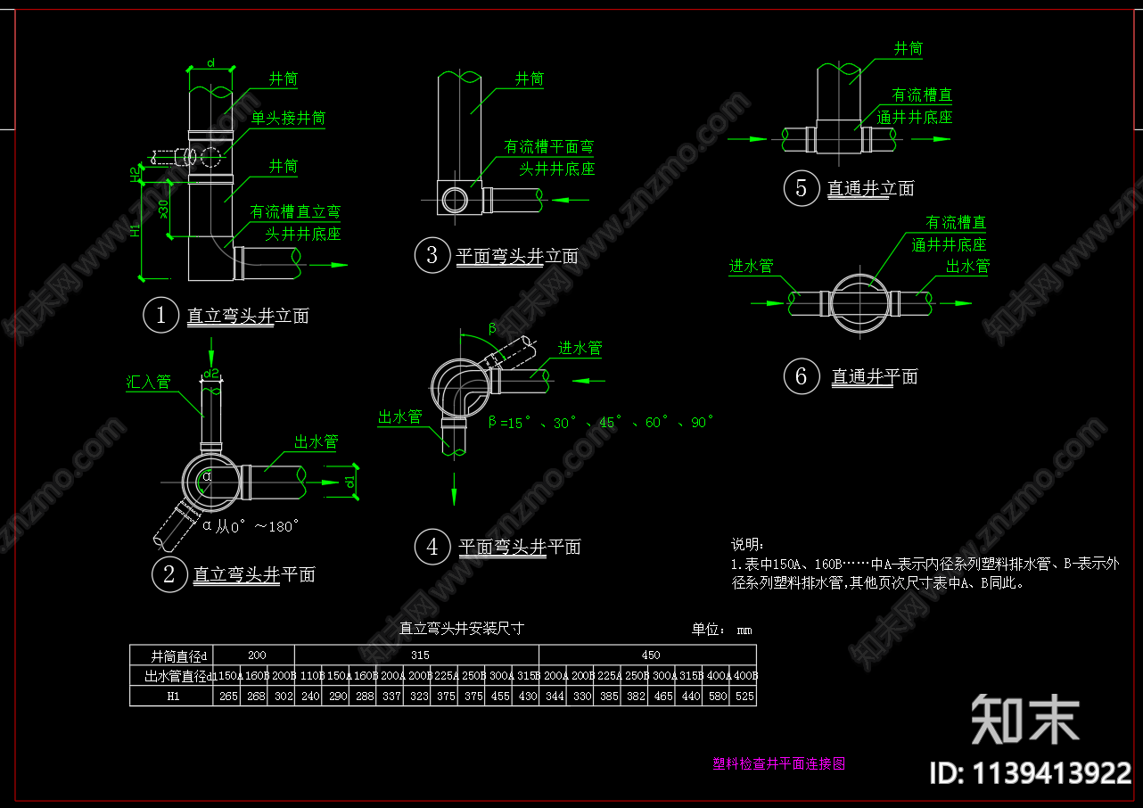 塑料检查井系统图结构大样施工图下载【ID:1139413922】