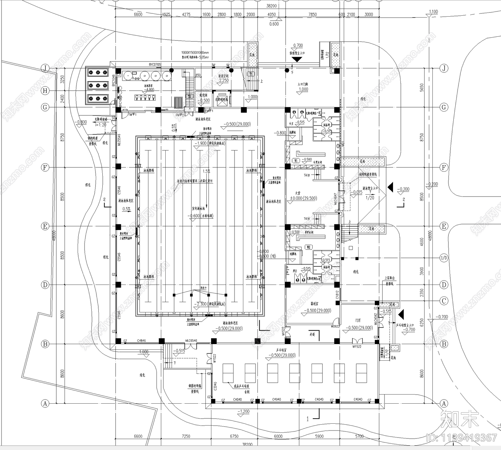 中学体育馆建筑施工图下载【ID:1139419367】