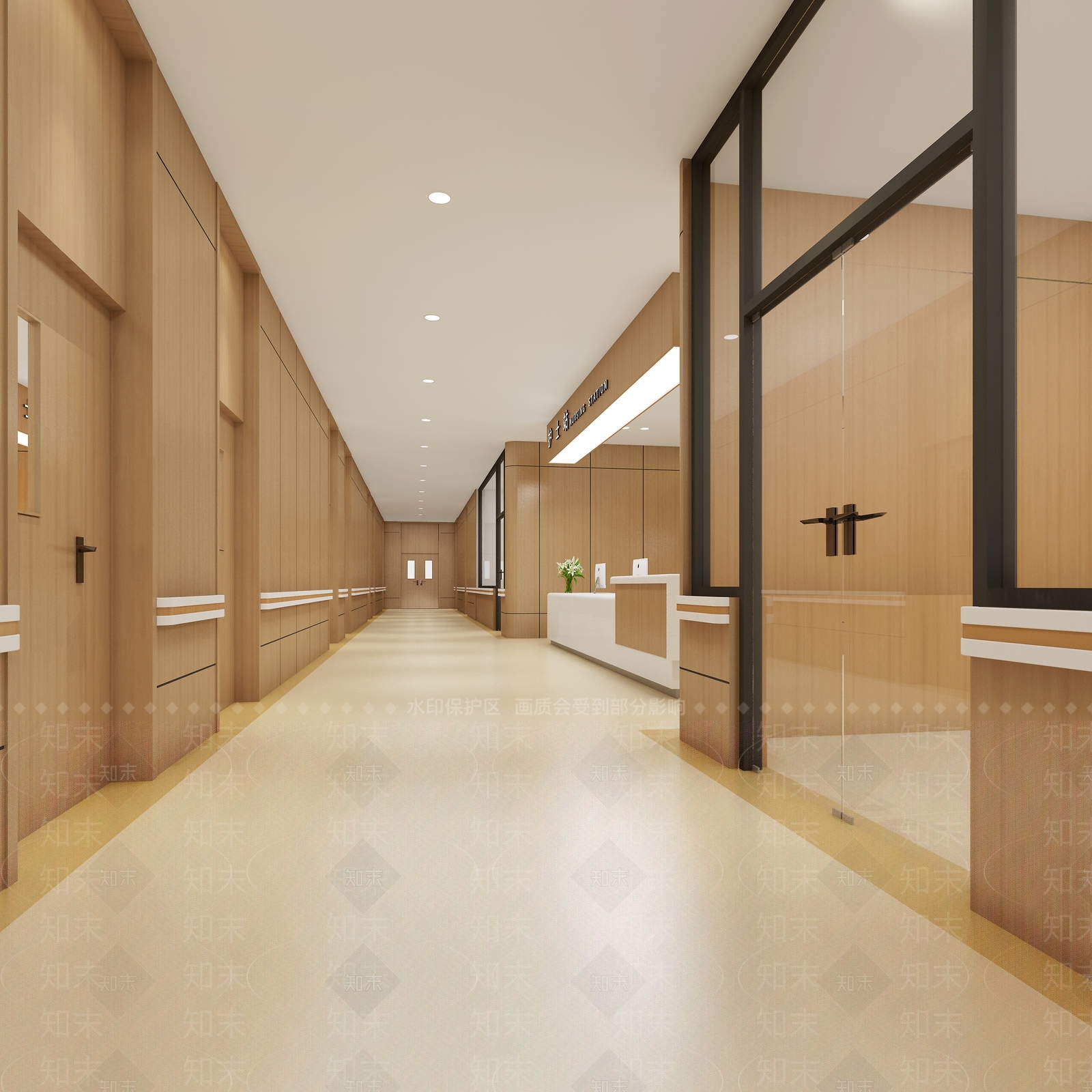 现代原木护士站3D模型下载【ID:1139516741】
