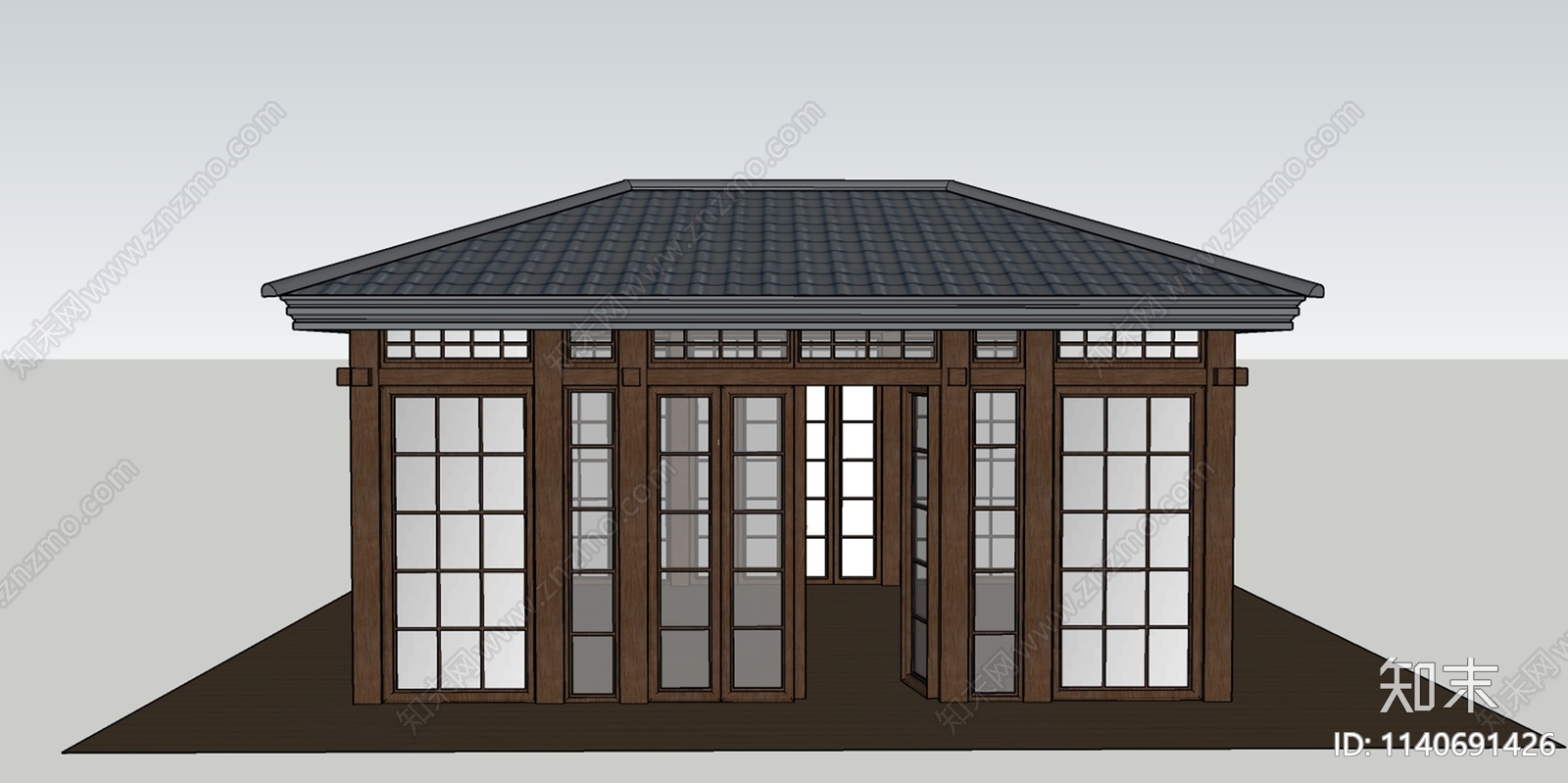 新中式四角亭SU模型下载【ID:1140691426】