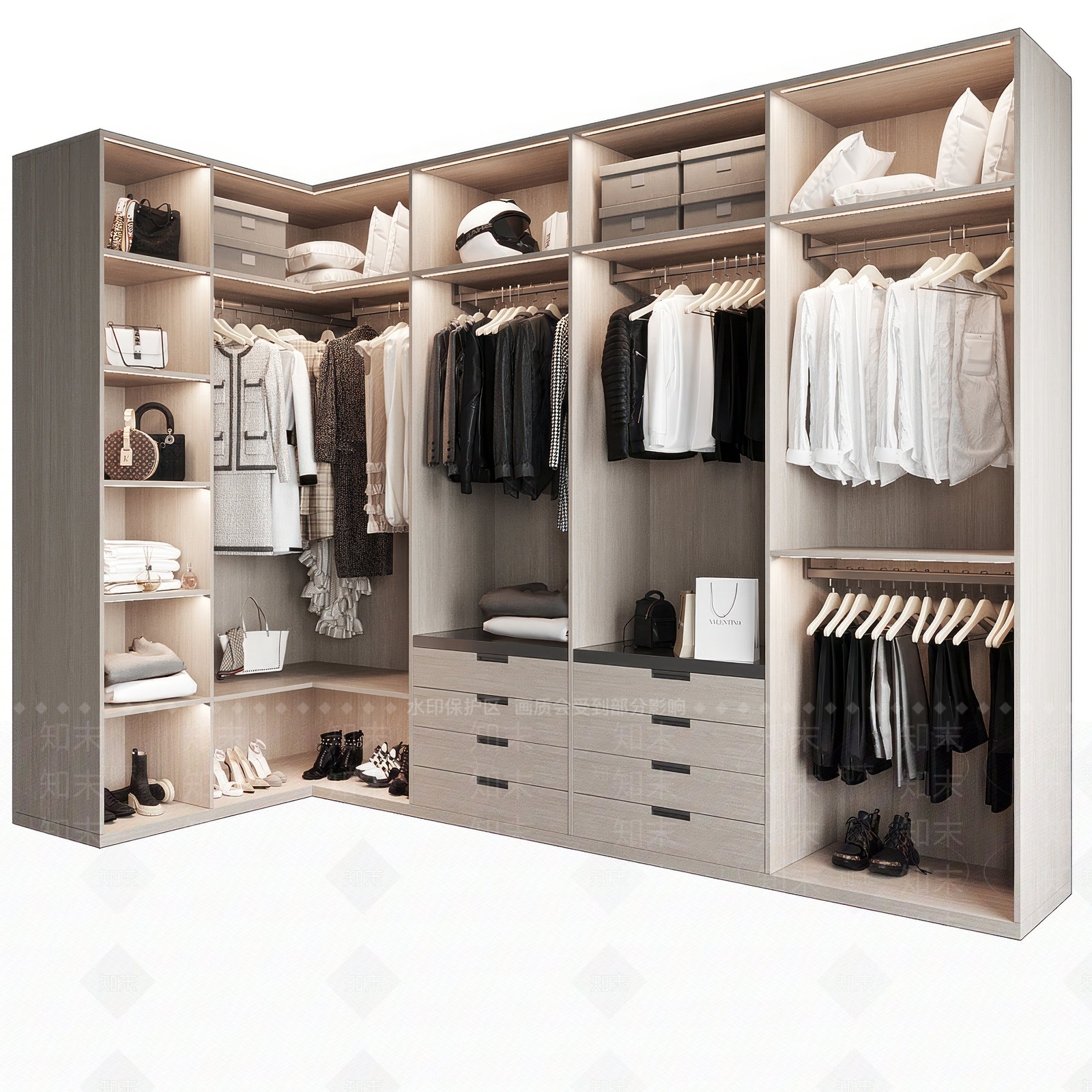 现代转角衣柜3D模型下载【ID:1139443182】